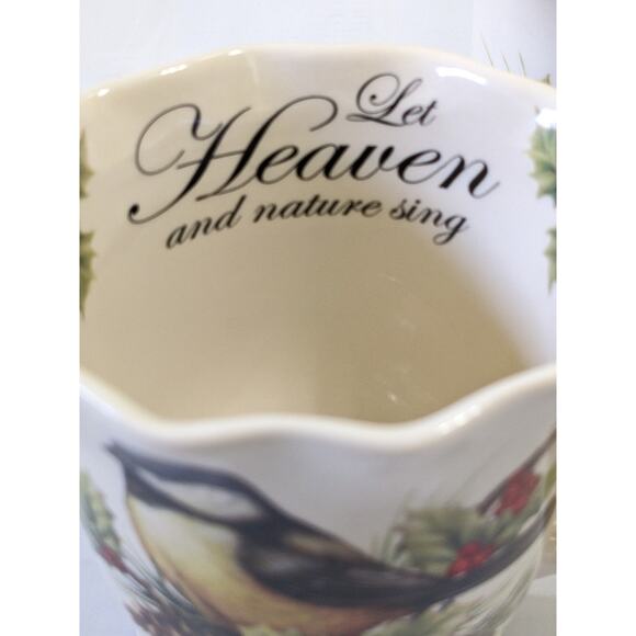 Set 2 Cracker Barrel Season of Peace Footed Mugs Bird Let Heaven & Nature Sing - Picture 3 of 5